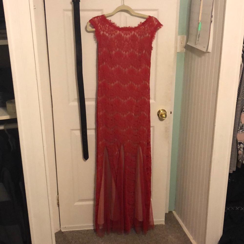 Red lace formal gown